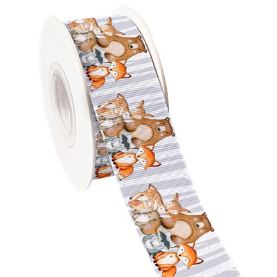 Ζώα του δάσους Tiger Lion Monkey τυπωμένη κορδέλα γκρο/σατινέ υφασμάτινη κορδέλα περιτυλίγματος χειροτεχνίας για διακόσμηση πάρτι Craft 10 Yards