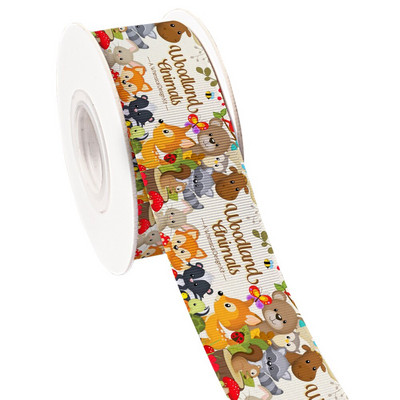 Ζώα του δάσους Tiger Lion Monkey τυπωμένη κορδέλα γκρο/σατινέ υφασμάτινη κορδέλα περιτυλίγματος χειροτεχνίας για διακόσμηση πάρτι Craft 10 Yards