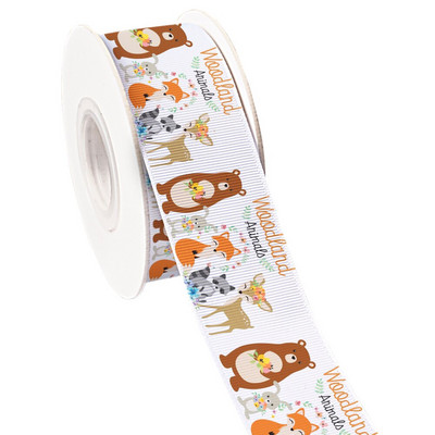 Ζώα του δάσους Tiger Lion Monkey τυπωμένη κορδέλα γκρο/σατινέ υφασμάτινη κορδέλα περιτυλίγματος χειροτεχνίας για διακόσμηση πάρτι Craft 10 Yards