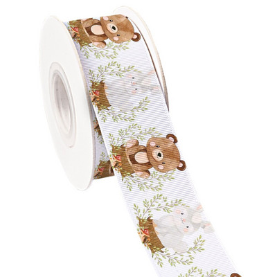 Ζώα του δάσους Tiger Lion Monkey τυπωμένη κορδέλα γκρο/σατινέ υφασμάτινη κορδέλα περιτυλίγματος χειροτεχνίας για διακόσμηση πάρτι Craft 10 Yards
