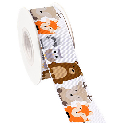 Ζώα του δάσους Tiger Lion Monkey τυπωμένη κορδέλα γκρο/σατινέ υφασμάτινη κορδέλα περιτυλίγματος χειροτεχνίας για διακόσμηση πάρτι Craft 10 Yards