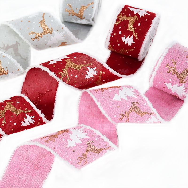 Βαμβακερή χριστουγεννιάτικη κορδέλα 5 μέτρων, εμπριμέ χριστουγεννιάτικο δέντρο Αλυκή DIY Χειροποίητοι φιόγκοι Πρωτοχρονιάτικο Δώρο Περιτυλίγματος Υλικό Χριστουγεννιάτικο Δέντρο Διακόσμηση