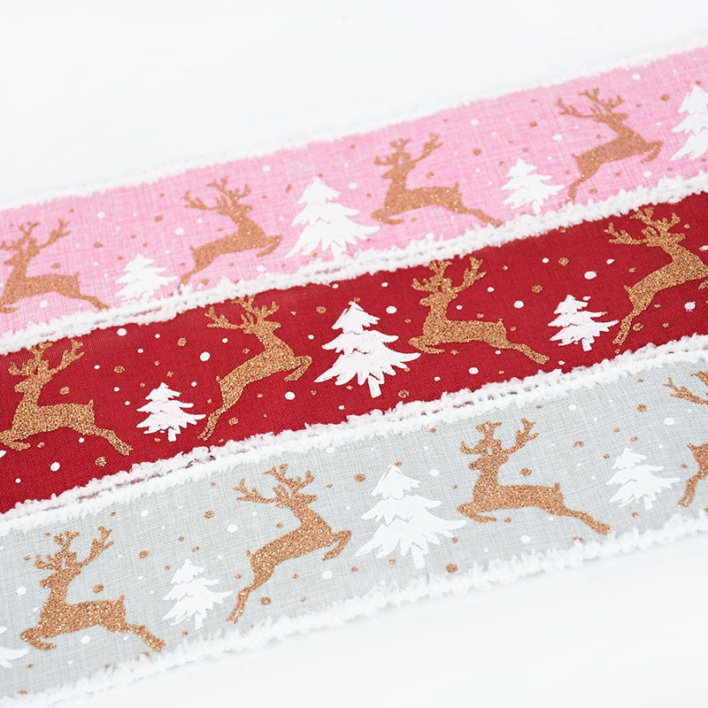 Βαμβακερή χριστουγεννιάτικη κορδέλα 5 μέτρων, εμπριμέ χριστουγεννιάτικο δέντρο Αλυκή DIY Χειροποίητοι φιόγκοι Πρωτοχρονιάτικο Δώρο Περιτυλίγματος Υλικό Χριστουγεννιάτικο Δέντρο Διακόσμηση