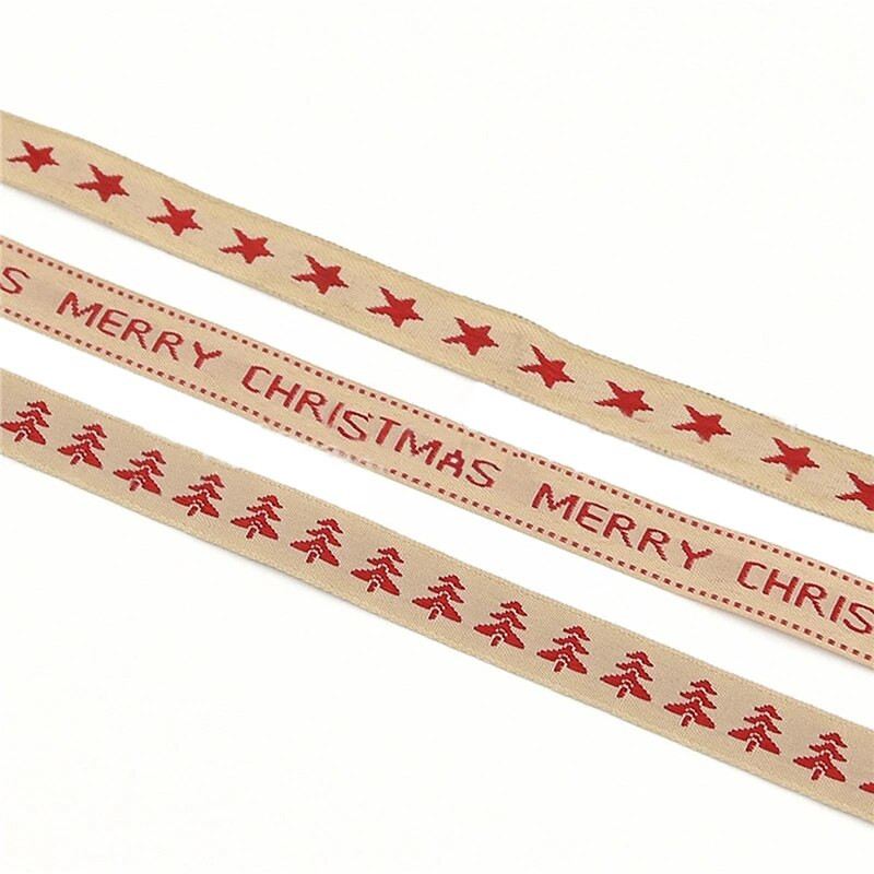 Χριστουγεννιάτικη κορδέλα 1,5 εκ. Βαμβακερή και λινή DIY Αξεσουάρ Εμπορικό σήμα Κορδέλα Χριστουγέννων Συσκευασία Δαντέλα ζακάρ 5 γιάρδες