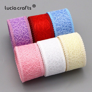 Lucia crafts 5/6 Yards 25mm Mesh Lace Trim Κορδέλα Υφασμάτινη Ταινία DIY Συσκευασία δώρου γάμου Διακόσμηση πάρτι P0515