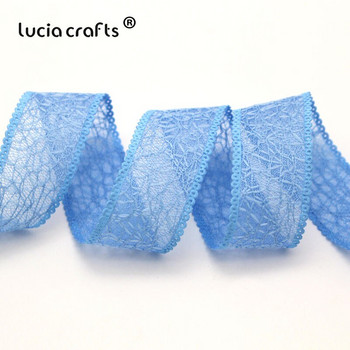 Lucia crafts 5/6 Yards 25mm Mesh Lace Trim Κορδέλα Υφασμάτινη Ταινία DIY Συσκευασία δώρου γάμου Διακόσμηση πάρτι P0515