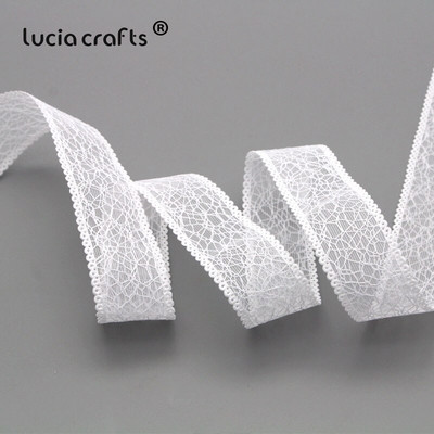 Lucia crafts 5/6 Yards 25mm Mesh Lace Trim Κορδέλα Υφασμάτινη Ταινία DIY Συσκευασία δώρου γάμου Διακόσμηση πάρτι P0515