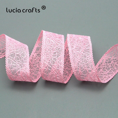 Lucia crafts 5/6 Yards 25mm Mesh Lace Trim Κορδέλα Υφασμάτινη Ταινία DIY Συσκευασία δώρου γάμου Διακόσμηση πάρτι P0515