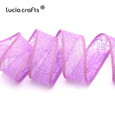 Lucia crafts 5/6 Yards 25mm Mesh Lace Trim Κορδέλα Υφασμάτινη Ταινία DIY Συσκευασία δώρου γάμου Διακόσμηση πάρτι P0515
