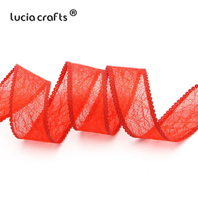 Lucia crafts 5/6 Yards 25mm Mesh Lace Trim Κορδέλα Υφασμάτινη Ταινία DIY Συσκευασία δώρου γάμου Διακόσμηση πάρτι P0515