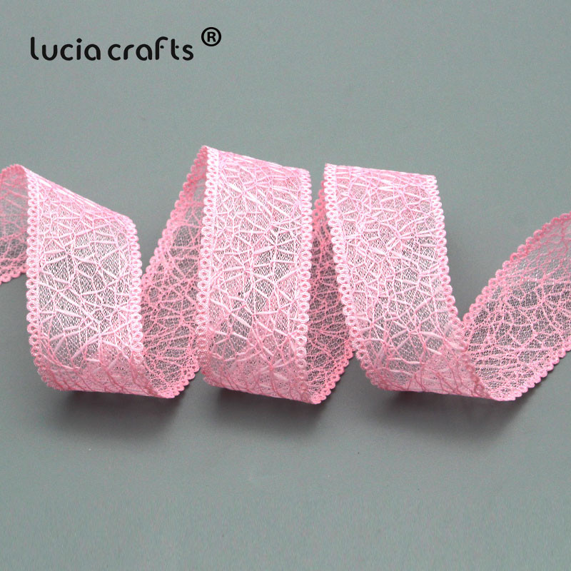 Lucia crafts 5/6 Yards 25mm Mesh Lace Trim Κορδέλα Υφασμάτινη Ταινία DIY Συσκευασία δώρου γάμου Διακόσμηση πάρτι P0515