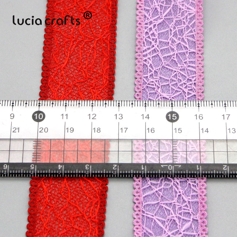 Lucia crafts 5/6 Yards 25mm Mesh Lace Trim Κορδέλα Υφασμάτινη Ταινία DIY Συσκευασία δώρου γάμου Διακόσμηση πάρτι P0515