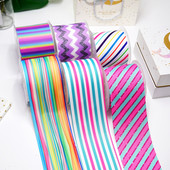 DIY Cartoon Stripes And Grids Printed Grosgrain Ribbon For Craft Supplies Αξεσουάρ ραπτικής 5 Yards. 19621