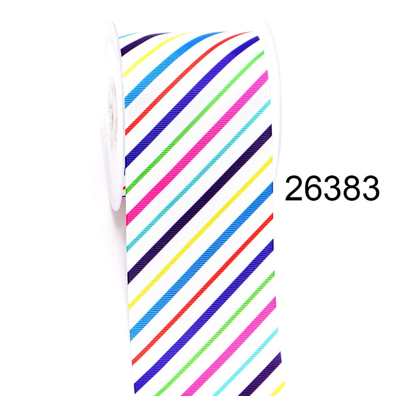 DIY Cartoon Stripes And Grids Printed Grosgrain Ribbon For Craft Supplies Αξεσουάρ ραπτικής 5 Yards. 19621
