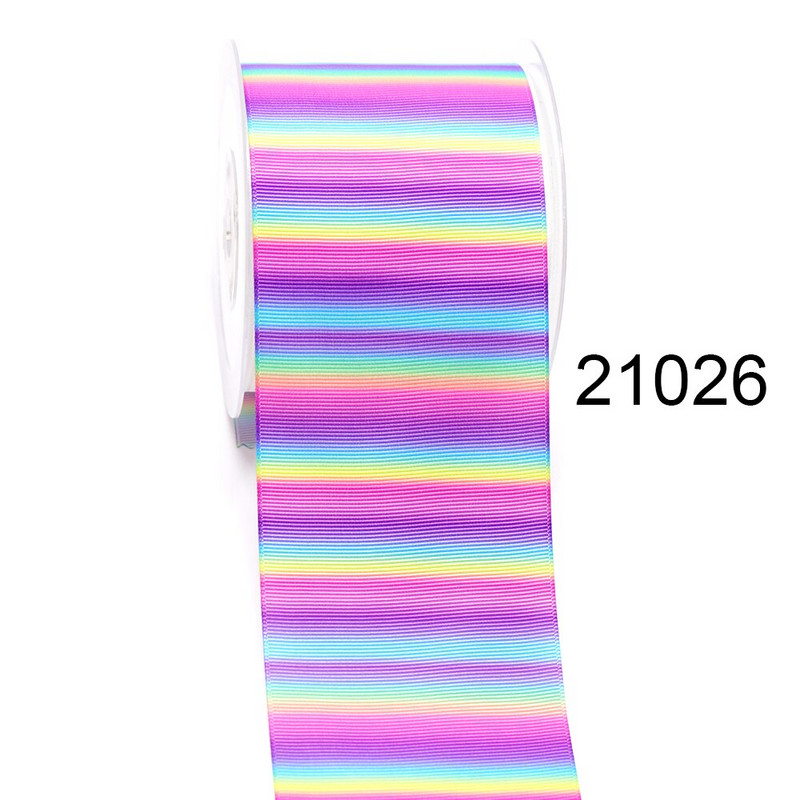 DIY Cartoon Stripes And Grids Printed Grosgrain Ribbon For Craft Supplies Αξεσουάρ ραπτικής 5 Yards. 19621