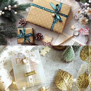 5 ярда Направи си сам опаковане на подаръци Лък Коледна панделка Печат на занаяти Дантелена коледна украса Висулка Лента