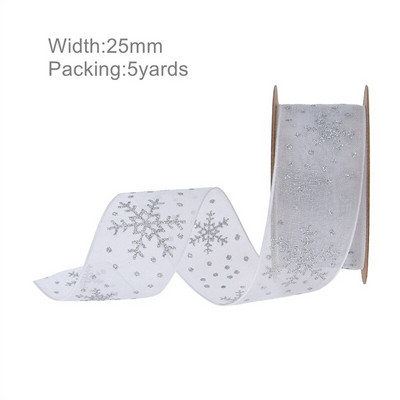 5 Yards DIY Δώρο Συσκευασία Φιόγκος Χριστουγεννιάτικη Κορδέλα Εκτύπωση Χειροτεχνίας Δαντέλα Χριστουγεννιάτικη Διακόσμηση Κρεμαστό κορδέλα