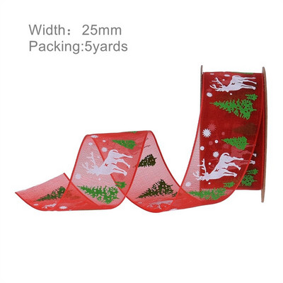 5 Yards DIY Δώρο Συσκευασία Φιόγκος Χριστουγεννιάτικη Κορδέλα Εκτύπωση Χειροτεχνίας Δαντέλα Χριστουγεννιάτικη Διακόσμηση Κρεμαστό κορδέλα