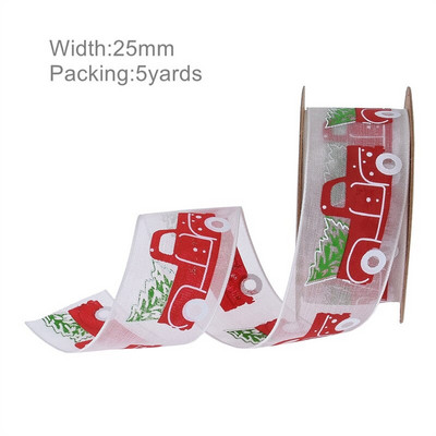 5 Yards DIY Δώρο Συσκευασία Φιόγκος Χριστουγεννιάτικη Κορδέλα Εκτύπωση Χειροτεχνίας Δαντέλα Χριστουγεννιάτικη Διακόσμηση Κρεμαστό κορδέλα