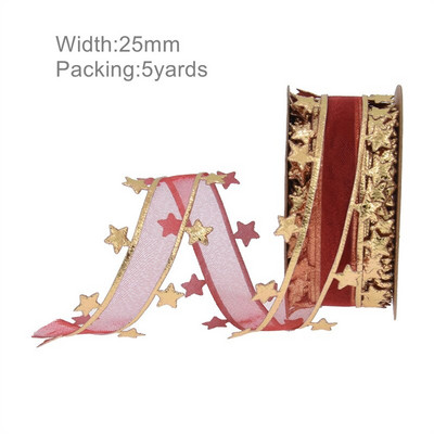 5 Yards DIY Δώρο Συσκευασία Φιόγκος Χριστουγεννιάτικη Κορδέλα Εκτύπωση Χειροτεχνίας Δαντέλα Χριστουγεννιάτικη Διακόσμηση Κρεμαστό κορδέλα