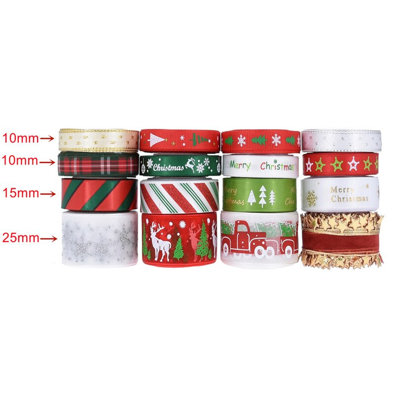 5 Yards DIY Δώρο Συσκευασία Φιόγκος Χριστουγεννιάτικη Κορδέλα Εκτύπωση Χειροτεχνίας Δαντέλα Χριστουγεννιάτικη Διακόσμηση Κρεμαστό κορδέλα
