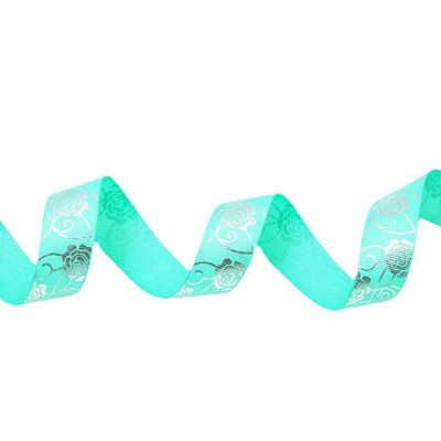 HL 5 jardi 25 mm kuum hõbedane Grosgrain riba roosi trükkimine DIY käsitsi valmistatud kinkekarp Juukseaksessuaarid materjal pakkimisrihm