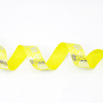 HL 5 jardi 25 mm kuum hõbedane Grosgrain riba roosi trükkimine DIY käsitsi valmistatud kinkekarp Juukseaksessuaarid materjal pakkimisrihm