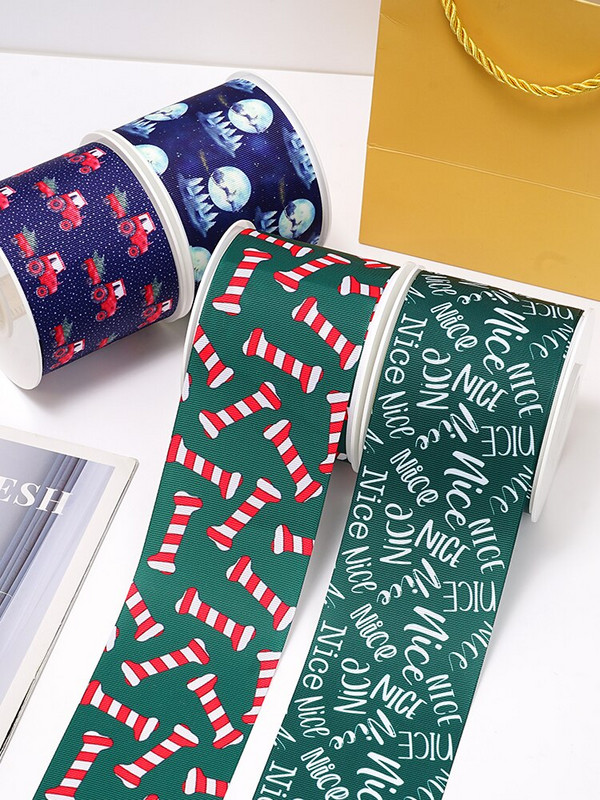 Jõulupäeva paelad Grosgrain/satiinipael, trükitud pael käsitöö kaunistamiseks 10 jardi 71568