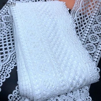5 ярда 12,5 см дантелен плат панделка Направи си сам дрехи шиене сватбена украса бели водоразтворими кухи млечни копринени дантели за бродерия