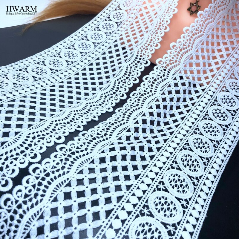 5 ярда 12,5 см дантелен плат панделка Направи си сам дрехи шиене сватбена украса бели водоразтворими кухи млечни копринени дантели за бродерия