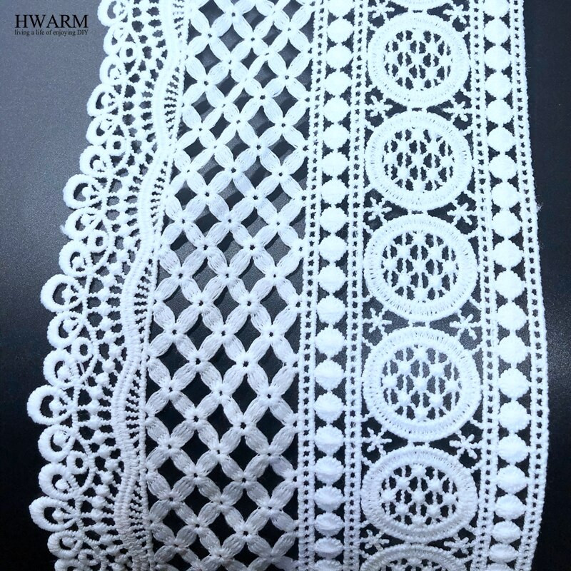 5 ярда 12,5 см дантелен плат панделка Направи си сам дрехи шиене сватбена украса бели водоразтворими кухи млечни копринени дантели за бродерия