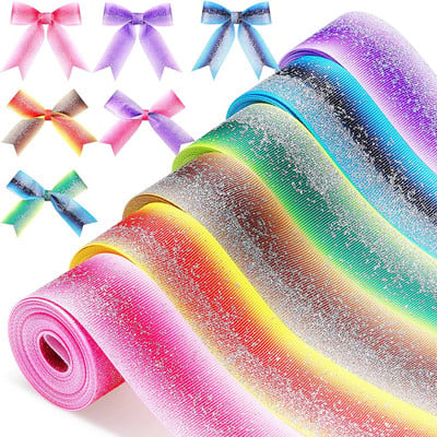 5 Yards/Roll 38mm 75mm Glitter Fabric Grosgrain Κορδέλα για DIY Hair Bowknot Dressing Arts Ράψιμο Διακόσμηση πάρτι γενεθλίων