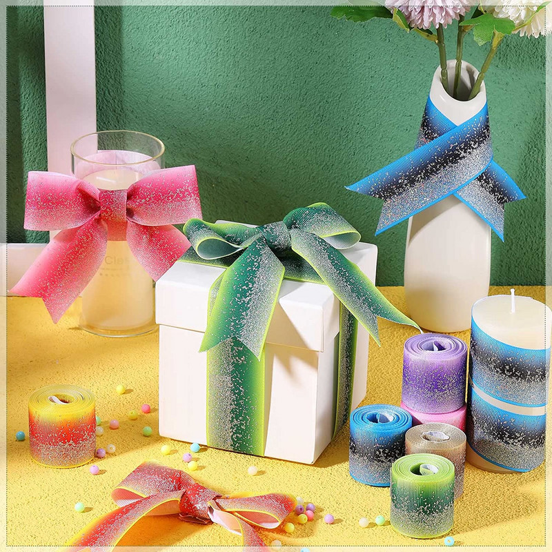 5 Yards/Roll 38mm 75mm Glitter Fabric Grosgrain Κορδέλα για DIY Hair Bowknot Dressing Arts Ράψιμο Διακόσμηση πάρτι γενεθλίων