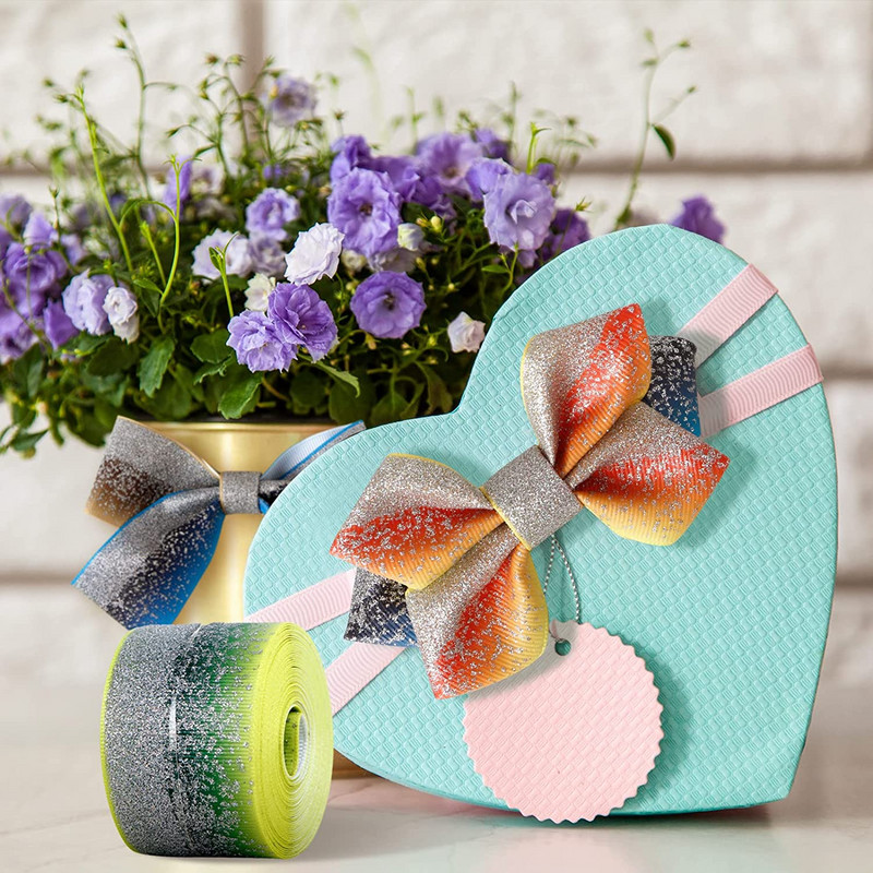 5 Yards/Roll 38mm 75mm Glitter Fabric Grosgrain Κορδέλα για DIY Hair Bowknot Dressing Arts Ράψιμο Διακόσμηση πάρτι γενεθλίων