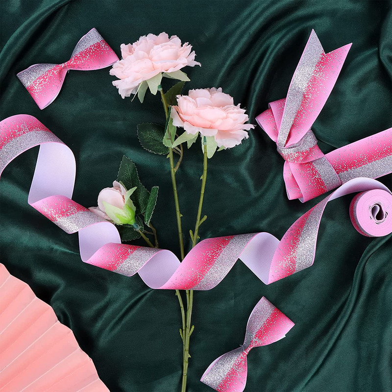 5 Yards/Roll 38mm 75mm Glitter Fabric Grosgrain Κορδέλα για DIY Hair Bowknot Dressing Arts Ράψιμο Διακόσμηση πάρτι γενεθλίων