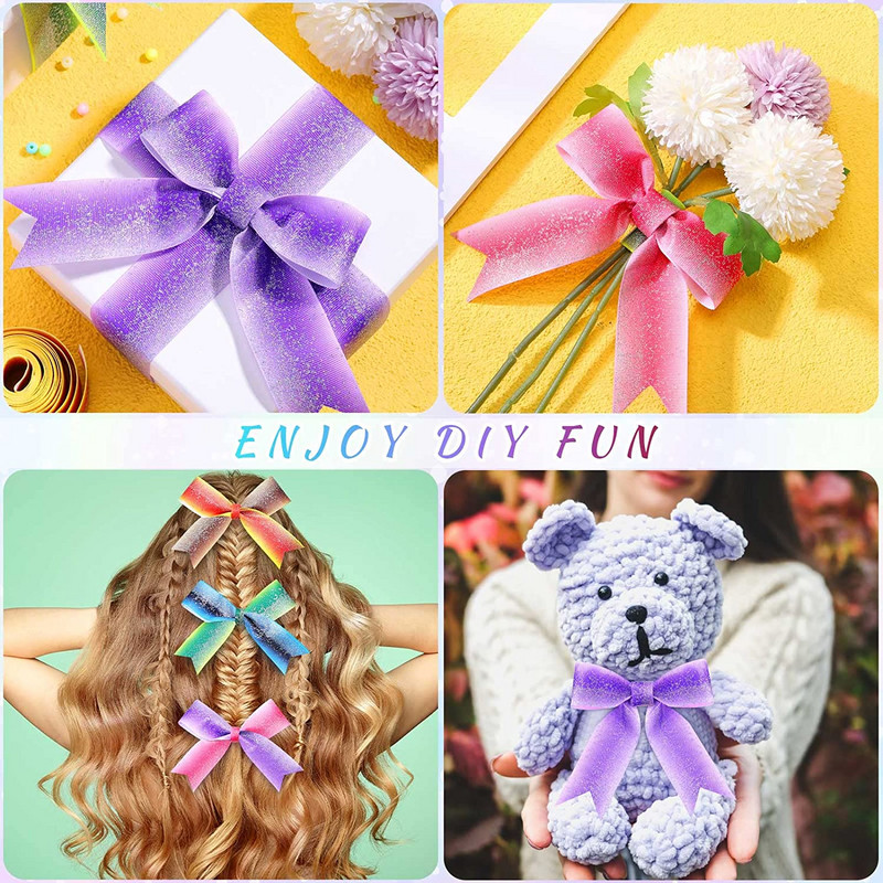 5 Yards/Roll 38mm 75mm Glitter Fabric Grosgrain Κορδέλα για DIY Hair Bowknot Dressing Arts Ράψιμο Διακόσμηση πάρτι γενεθλίων