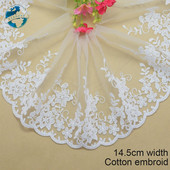 Panglică de cusut broderie din bumbac alb de 14,5 cm, dantelă africană, țesătură, țesătură, tricotat, bricolaj, accesorii de îmbrăcăminte #3006