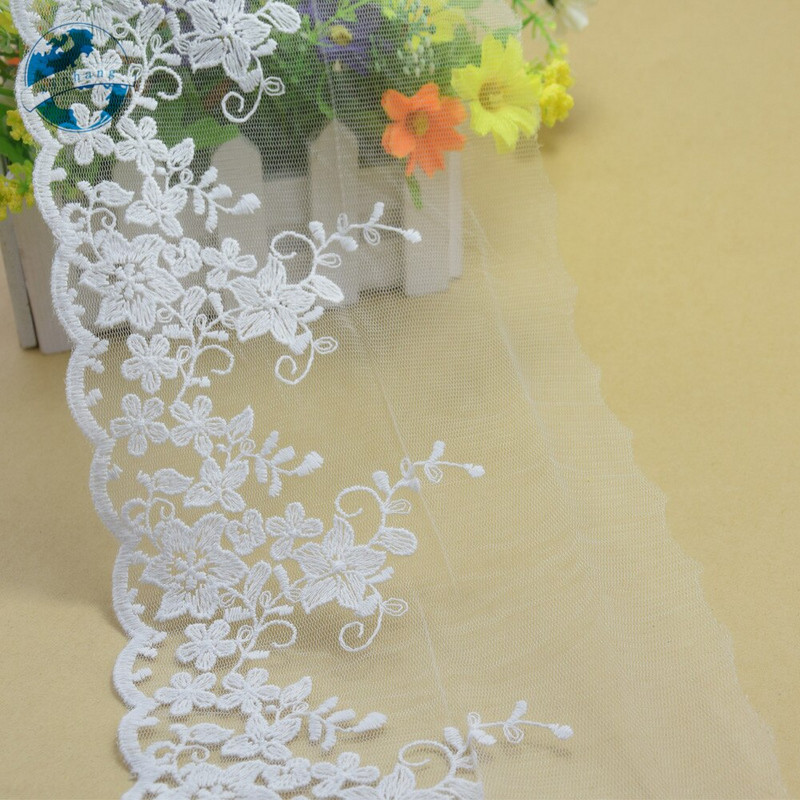 Panglică de cusut broderie din bumbac alb de 14,5 cm, dantelă africană, țesătură, țesătură, tricotat, bricolaj, accesorii de îmbrăcăminte #3006