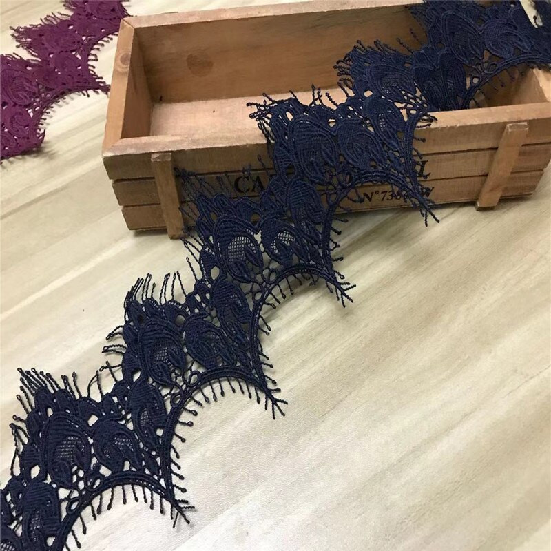 (1 έτος/Παρτίδα) Βουργουνδία υδατοδιαλυτά στολίδια δαντέλας με δαντέλα DIY Ράψιμο Σκούρο-Μπλε Δαντέλα Αξεσουάρ ενδυμάτων