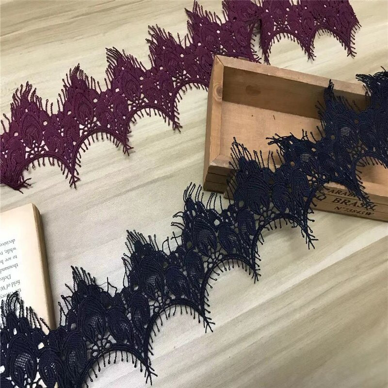 (1 έτος/Παρτίδα) Βουργουνδία υδατοδιαλυτά στολίδια δαντέλας με δαντέλα DIY Ράψιμο Σκούρο-Μπλε Δαντέλα Αξεσουάρ ενδυμάτων