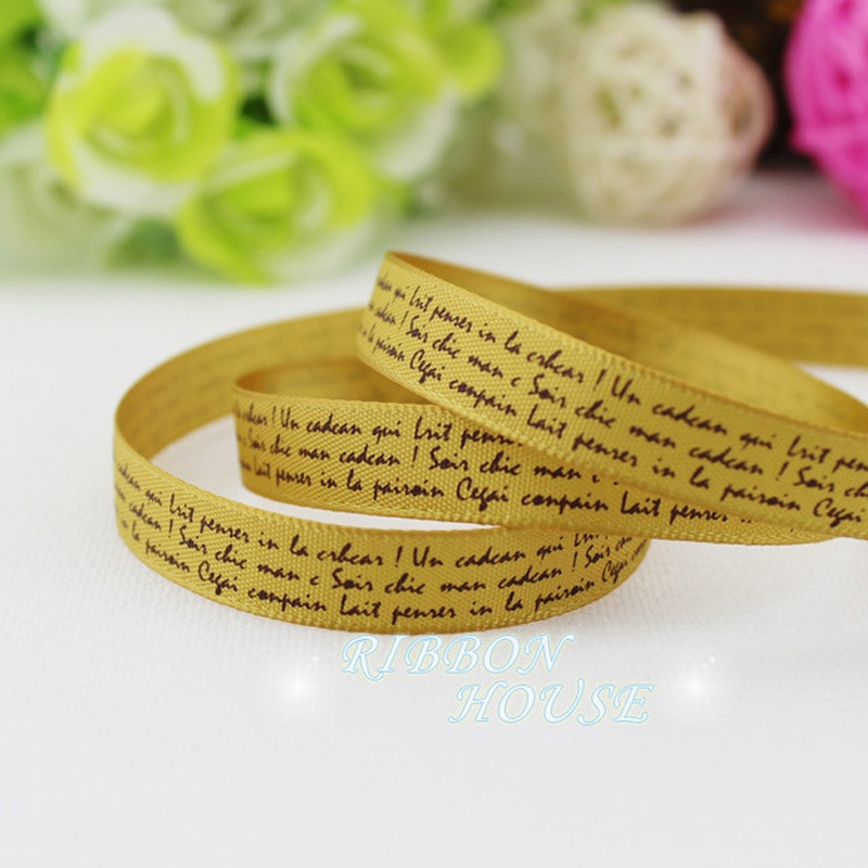(25 jardi/lot) 10 mm 3/8" otisnuta satenska vrpca romantična vrpca u boji vrpce za zamatanje poklona