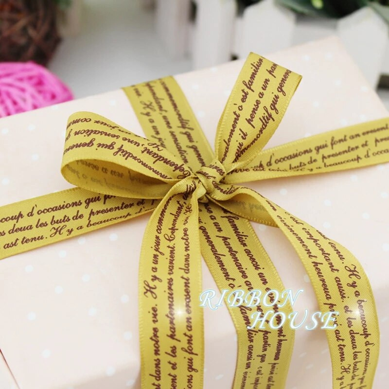 (25 jardi/lot) 10 mm 3/8" otisnuta satenska vrpca romantična vrpca u boji vrpce za zamatanje poklona