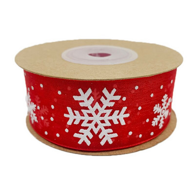 (10 μέτρα/ρολό) 25mm Πλάτος Κόκκινη Οργάντζα Χριστουγεννιάτικη Εκτύπωση Snowflake Elk Κορδέλα Συσκευασία δώρου Χειροποίητες DIY Διακοσμητικές Κορδέλες