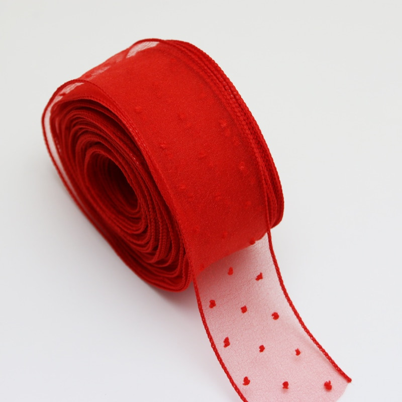 (5 γιάρδες/ρολό) 5 εκ. πουά κορδέλα μεταξωτή οργάντζα χειροποίητη κορδέλα χρώμα φιόγκο μαλλιών διακόσμηση δαντέλα