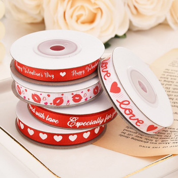 Ανθοδέσμη λουλουδιών δώρου με κορδέλα 10ετών/ρολό Κόκκινο Λευκό Love Heart Grosgrain Κορδέλες Προμήθειες γάμου