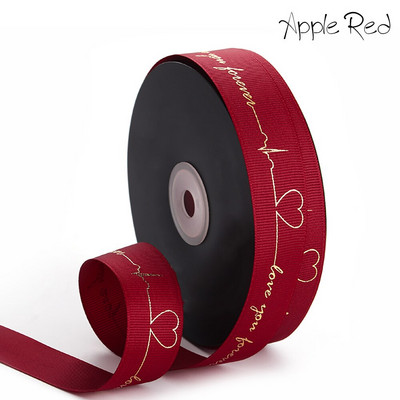 5 Yards Printed Always Love You Forever Grosgrain Κορδέλα Heartbeat Rose Golden Tape Δώρο γάμου Αγίου Βαλεντίνου Φιόγκος Χειροποίητη χειροτεχνία