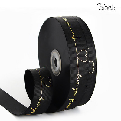 5 Yards Printed Always Love You Forever Grosgrain Κορδέλα Heartbeat Rose Golden Tape Δώρο γάμου Αγίου Βαλεντίνου Φιόγκος Χειροποίητη χειροτεχνία