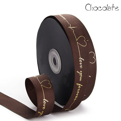 5 Yards Printed Always Love You Forever Grosgrain Κορδέλα Heartbeat Rose Golden Tape Δώρο γάμου Αγίου Βαλεντίνου Φιόγκος Χειροποίητη χειροτεχνία