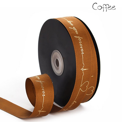 5 Yards Printed Always Love You Forever Grosgrain Κορδέλα Heartbeat Rose Golden Tape Δώρο γάμου Αγίου Βαλεντίνου Φιόγκος Χειροποίητη χειροτεχνία