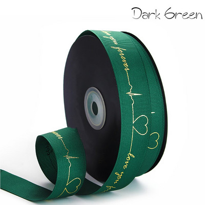 5 Yards Printed Always Love You Forever Grosgrain Κορδέλα Heartbeat Rose Golden Tape Δώρο γάμου Αγίου Βαλεντίνου Φιόγκος Χειροποίητη χειροτεχνία